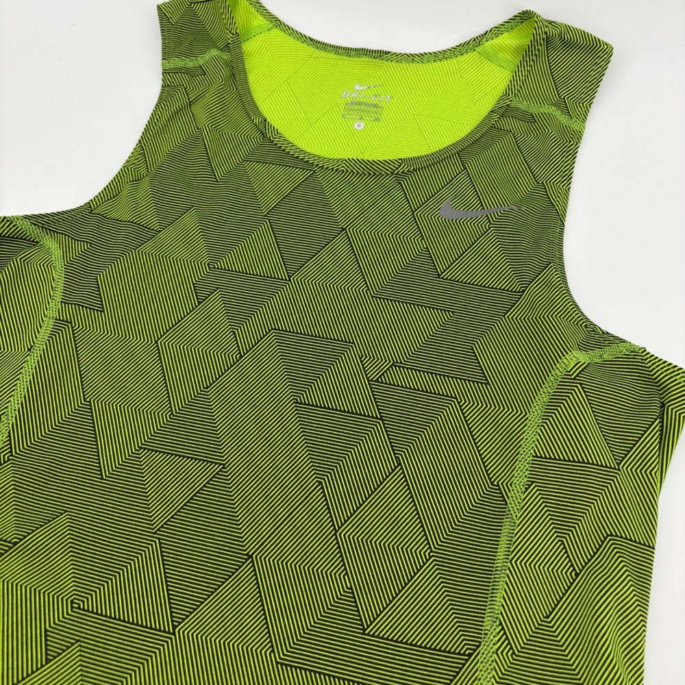 Nike Tank Top Womens S Lime Green Dri-FIT Geometric Racerback Running Reflective